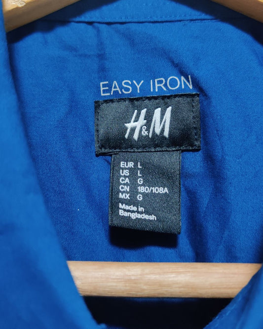 H&M Blue Cotton Shirt For Men L