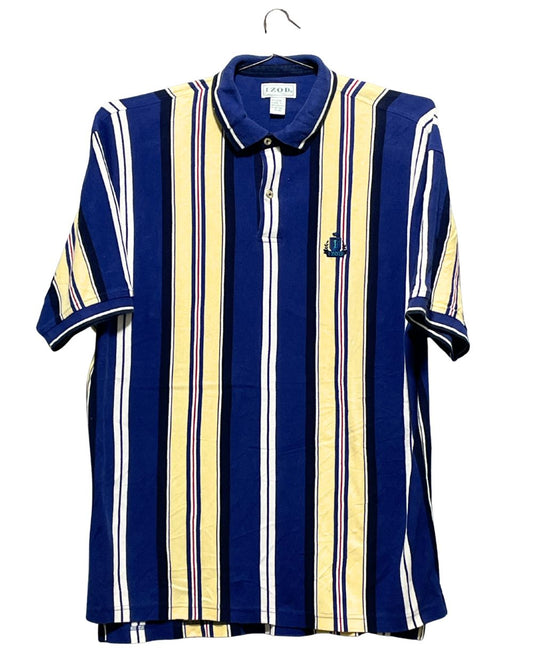 Izod Blue Cotton Polo T Shirt For Men Large