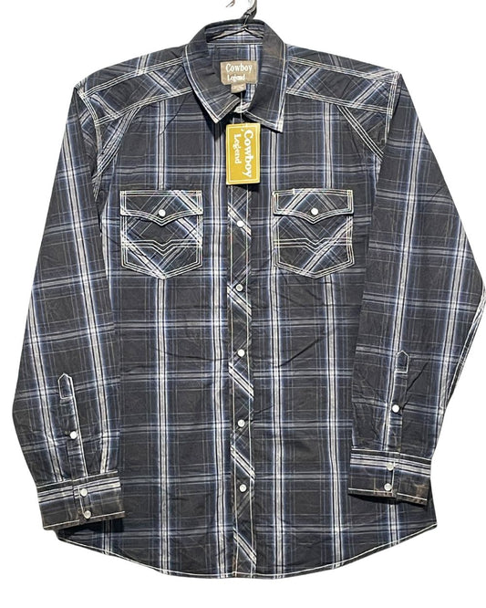 Cowboy Legend Black Cotton Shirt For Men XL