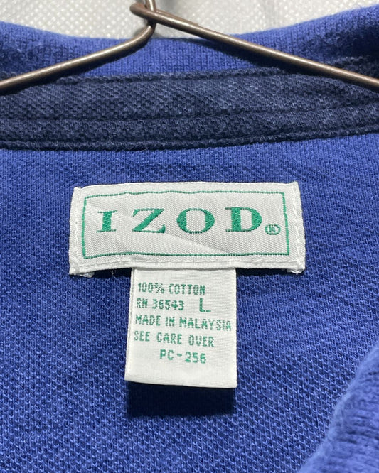 Izod Blue Cotton Polo T Shirt For Men Large