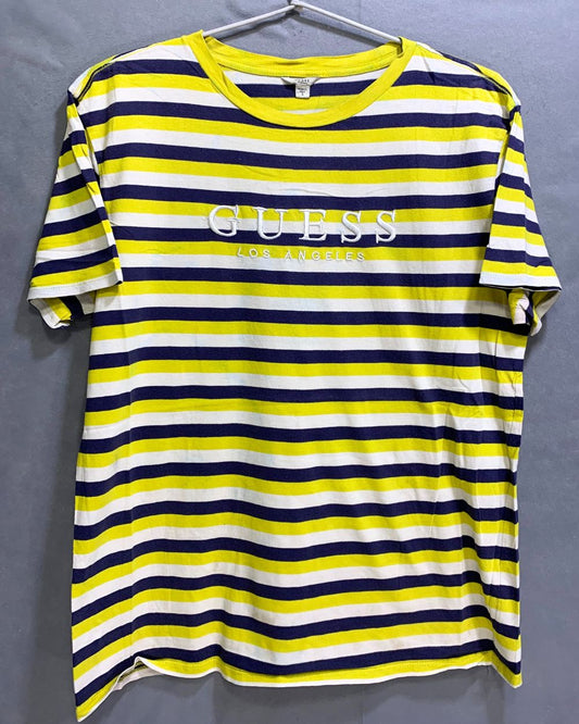 Guess Yellow Cotton T Shirt For Men Small