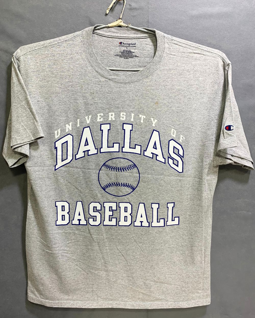 Champion Gray Cotton T Shirt For Men Small