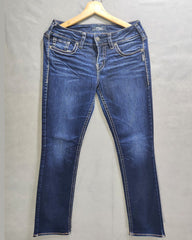 Silver Blue Denim Jeans For Women Medium
