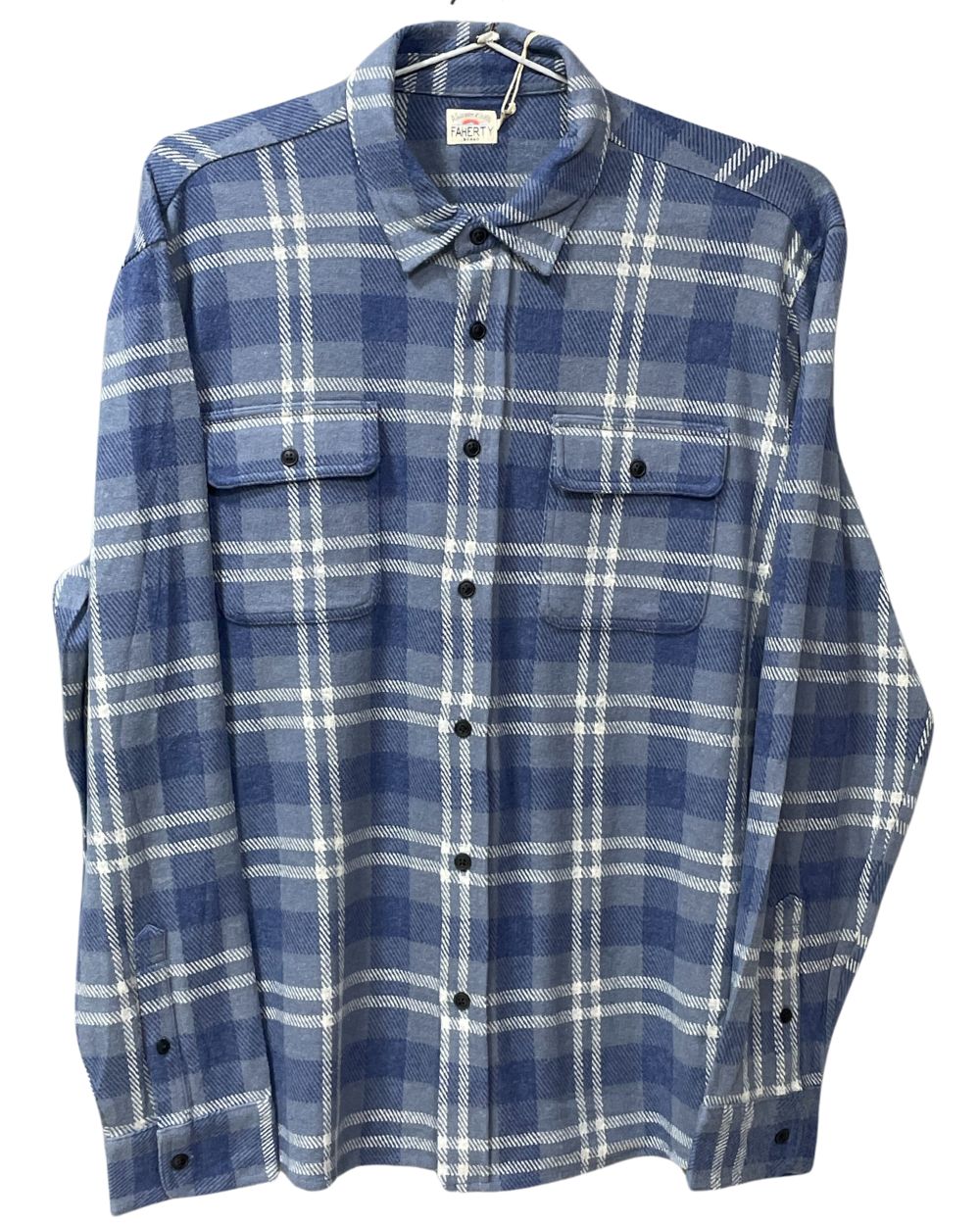 Faherty Blue Cotton Winter Shirt For Men X Large