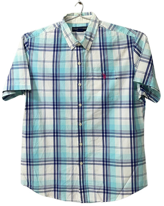 U.S Polo Assn Blue Cotton Shirt For Men Medium