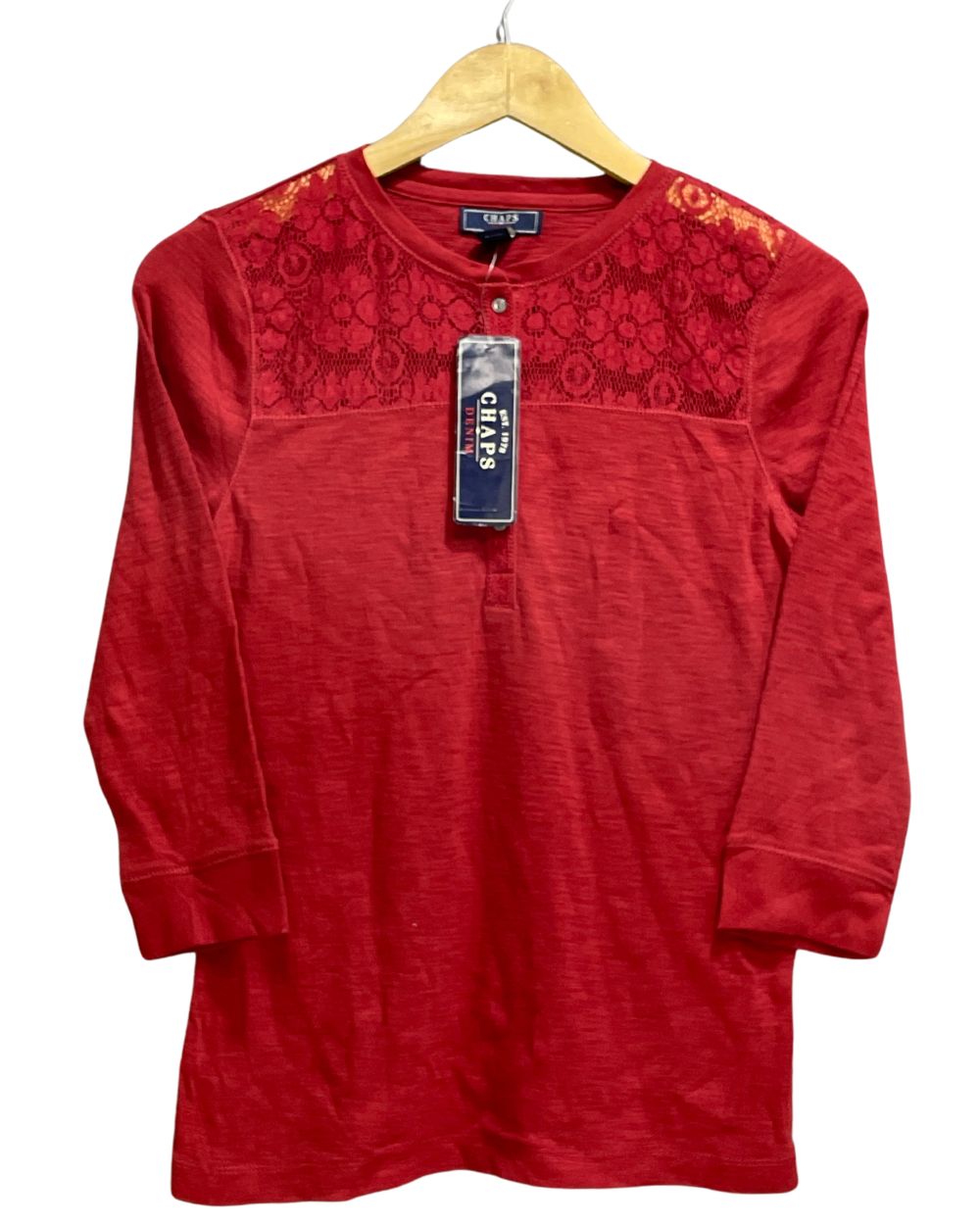 Chaps Red Cotton For Women T Shirt Medium