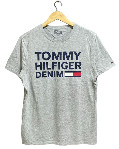 Tommy Hilfiger  Gray Cotton T Shirt For Men Small