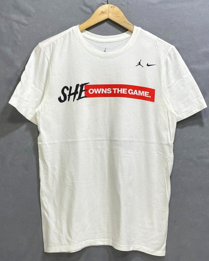 Jordan White Cotton T Shirt For Men Small