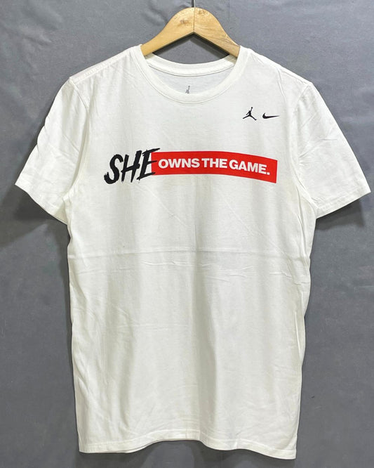 Jordan White Cotton T Shirt For Men Small