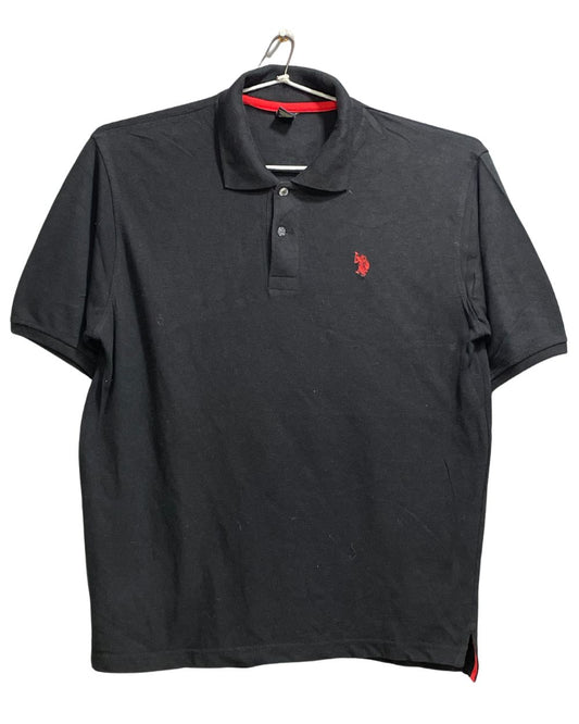 U.S Polo Assn Black Cotton Polo T Shirt For Men Medium