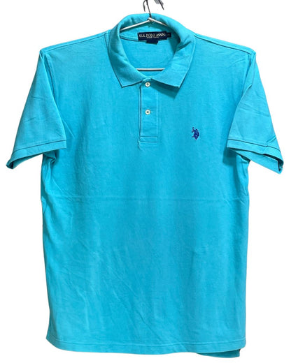 U.S Polo Assn Blue Cotton Polo T Shirt For Men Large