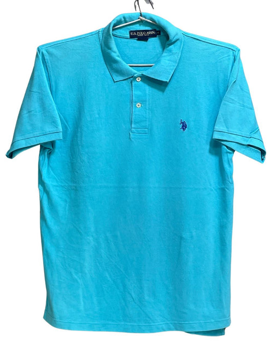 U.S Polo Assn Blue Cotton Polo T Shirt For Men Large