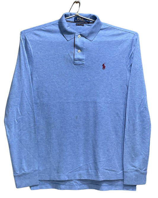 Polo Ralph Lauren Blue Cotton Polo T Shirt For Men Small
