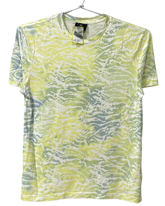 H&M Yellow Cotton T Shirt For Men Small