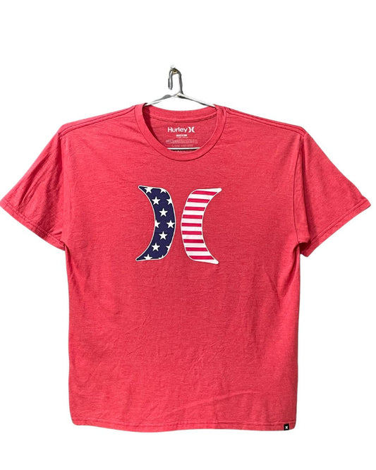Hurley Pink Cotton T Shirt For Men Large