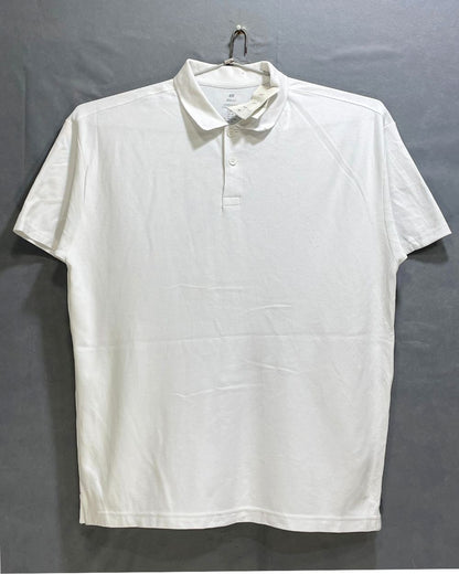 H&M White Cotton Polo T Shirt For Men X Large