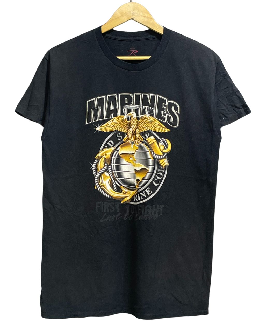 Rothco Marines Black Cotton T Shirt For Men M