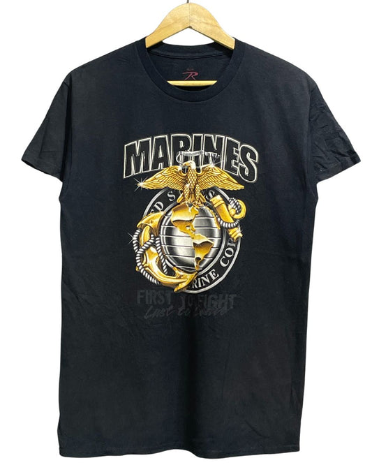 Rothco Marines Black Cotton T Shirt For Men M