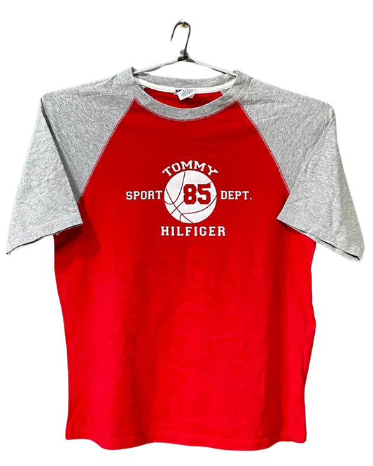 Tommy Hilfiger Red Cotton T Shirt For Kids X Small
