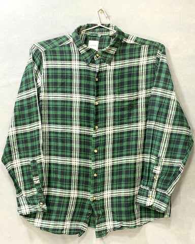 Chaps Brand Green Cotton Shirt For Men Large