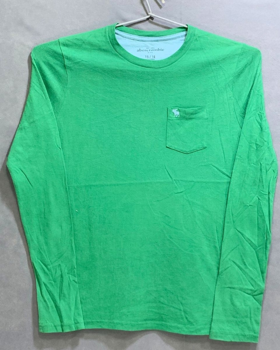 Abercrombie & Fitch Branded Original Green & Blue Cotton T Shirt For Men - Preloved Labels