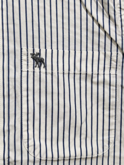 Abercrombie & Fitch Branded Original White & Gray Cotton Shirt For Men - Preloved Labels