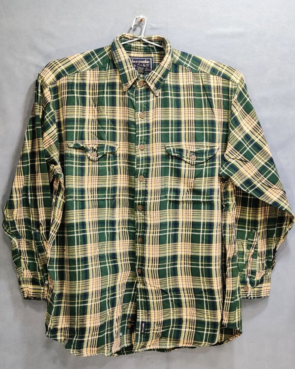 Abercrombie & Fitch Green Cotton Winter Shirt For Men - Preloved Labels