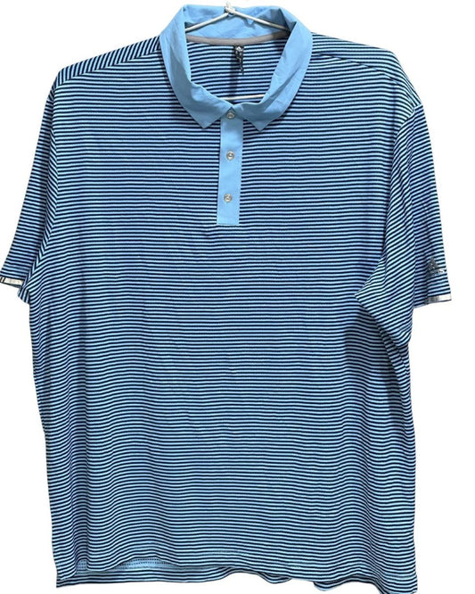 Adidas Blue Polyester Sport Polo T Shirt For Men XX Large - Preloved Labels