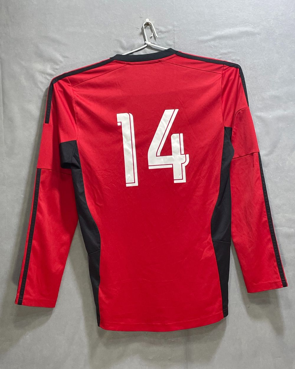 Adidas Red Polyester Jersey Sport For Women T Shirt Small - Preloved Labels