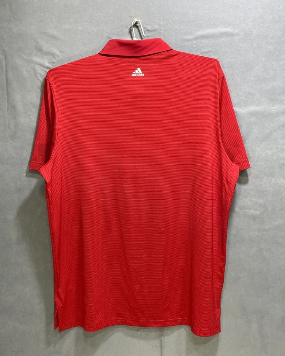 Adidas Red Polyester Sport Polo T Shirt For Men X Large - Preloved Labels