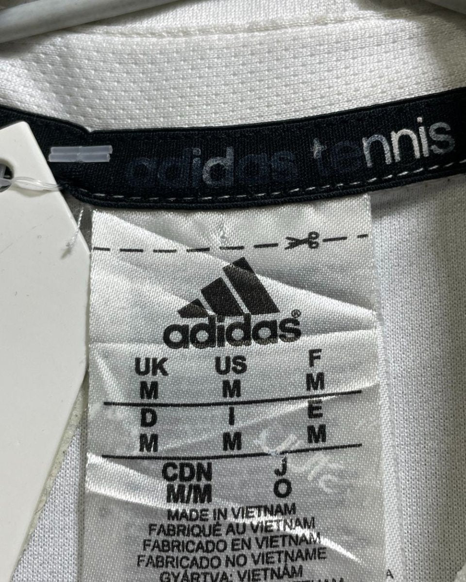 Adidas White Polyester Sport Polo T Shirt For Men Medium - Preloved Labels
