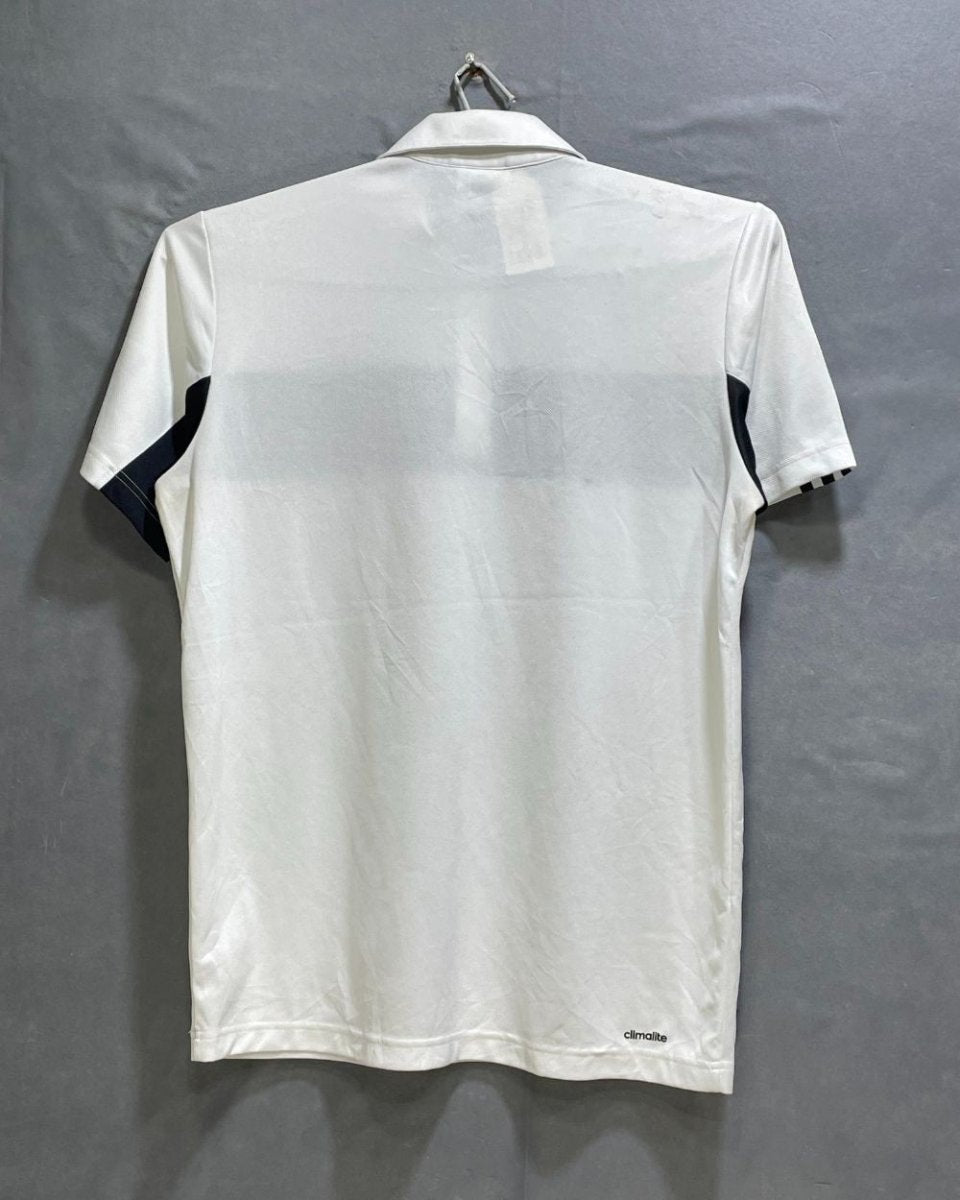 Adidas White Polyester Sport Polo T Shirt For Men Medium - Preloved Labels
