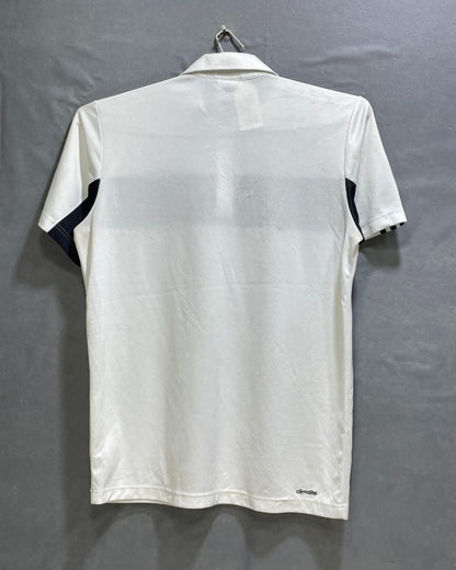 Adidas White Polyester Sport Polo T Shirt For Men Medium - Preloved Labels