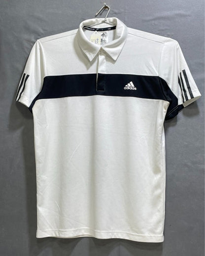 Adidas White Polyester Sport Polo T Shirt For Men Medium - Preloved Labels