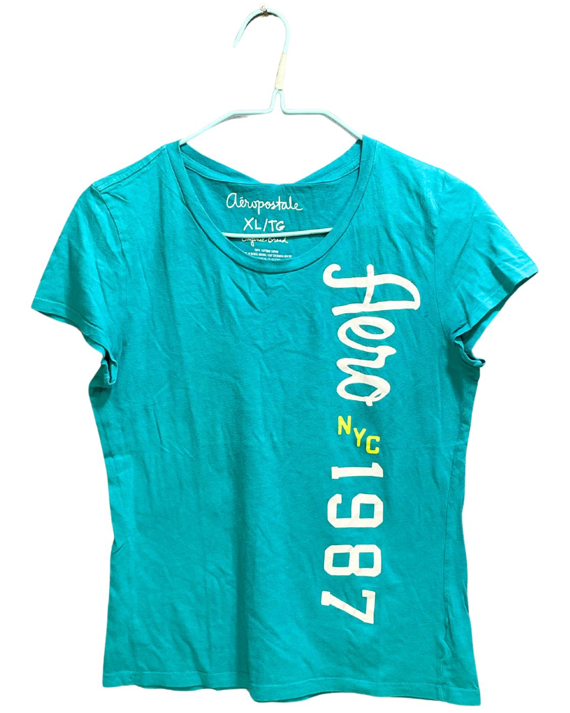 Aeropostale Green Cotton For Women T Shirt S - Preloved Labels