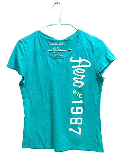 Aeropostale Green Cotton For Women T Shirt S - Preloved Labels