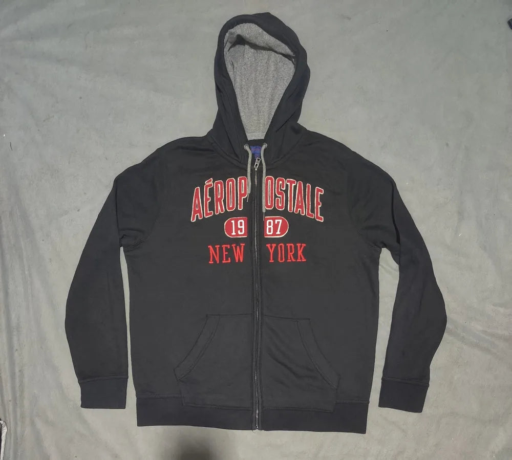 Aeropostale Men Cotton Fleece Black Zipper XL – Preloved Labels (view 2)