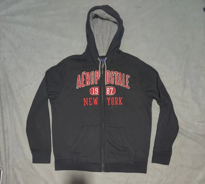 Aeropostale Men Cotton Fleece Black Zipper XL – Preloved Labels (view 2)