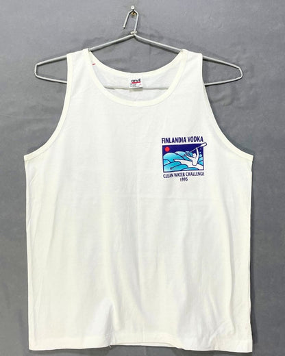 Anvil White Cotton Vest T Shirt For Men L - Preloved Labels