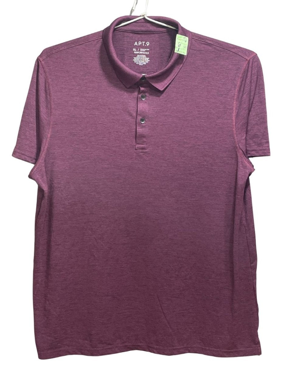 APT.9 Maroon Polyester Sport Polo T Shirt For Men X Large - Preloved Labels