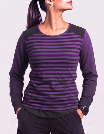 Brooks Women Purple Striped Sweatshirt M – Preloved Labels