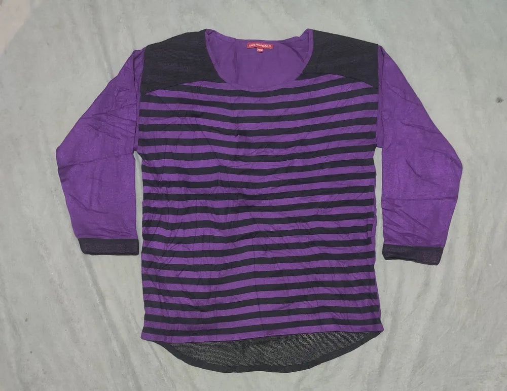 Brooks Women Purple Striped Sweatshirt M – Preloved Labels (view 3)
