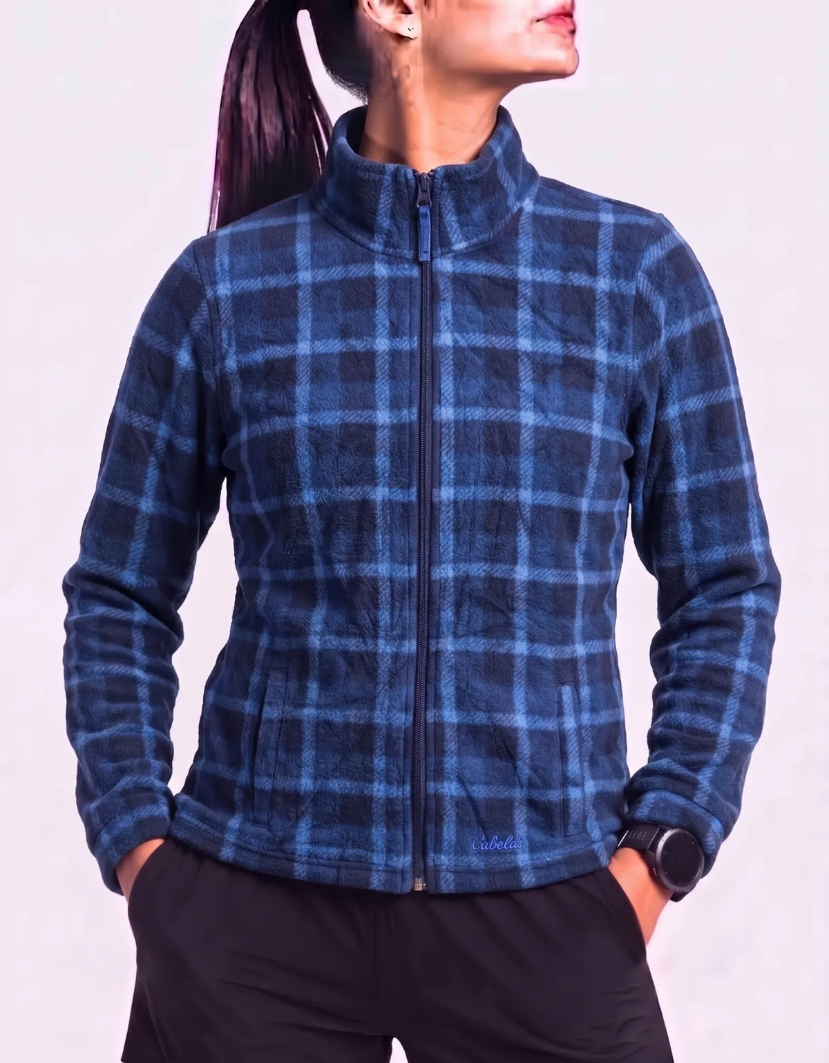 Cabela's Women Blue Checkered Zipper L – Preloved Labels