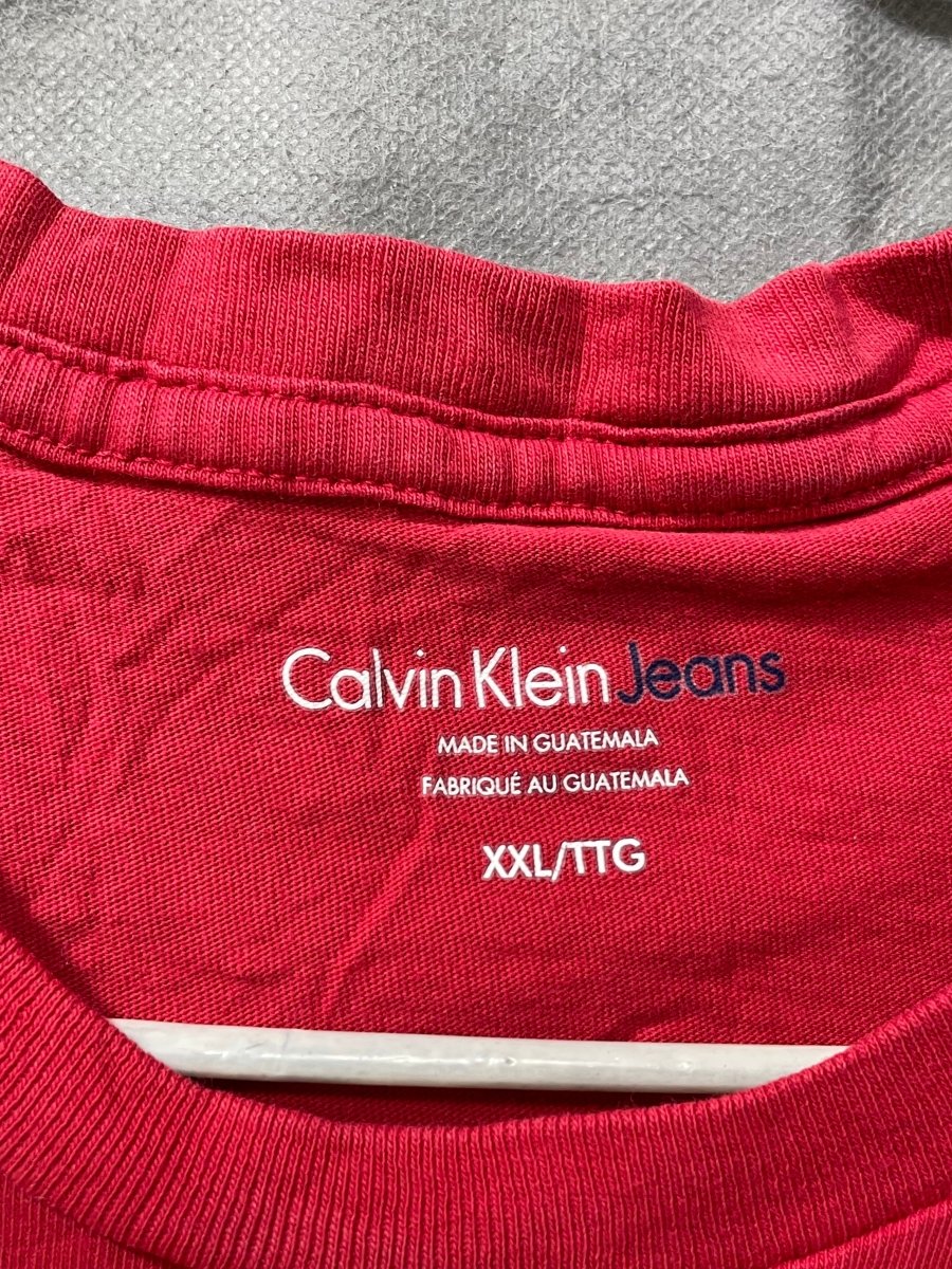 Calvin Klein Red Cotton T Shirt For Men XXL - Preloved Labels