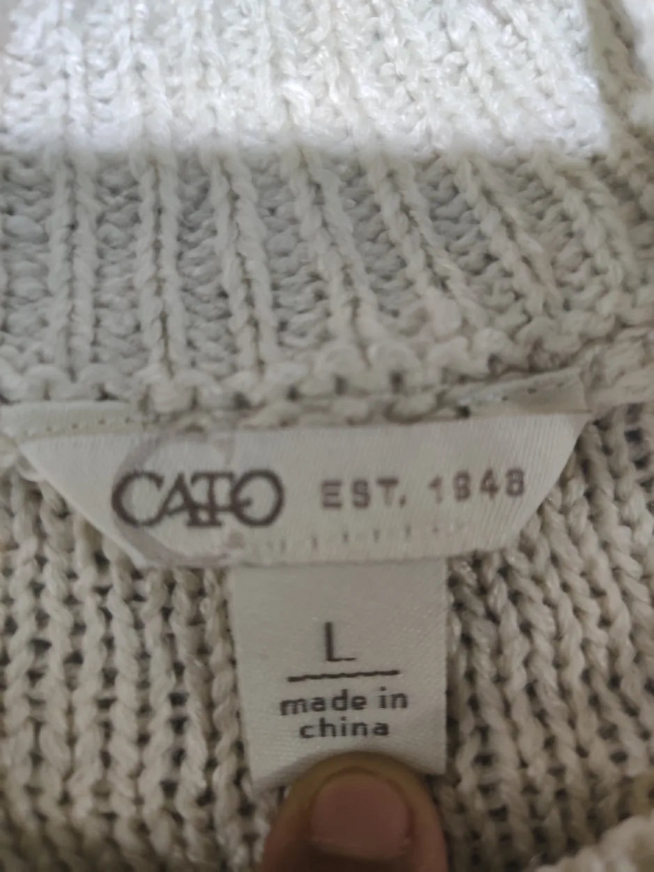 Cato Women Cream Striped Sweater L – Preloved Labels (view 2)