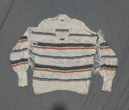 Cato Women Cream Striped Sweater L – Preloved Labels (view 3)