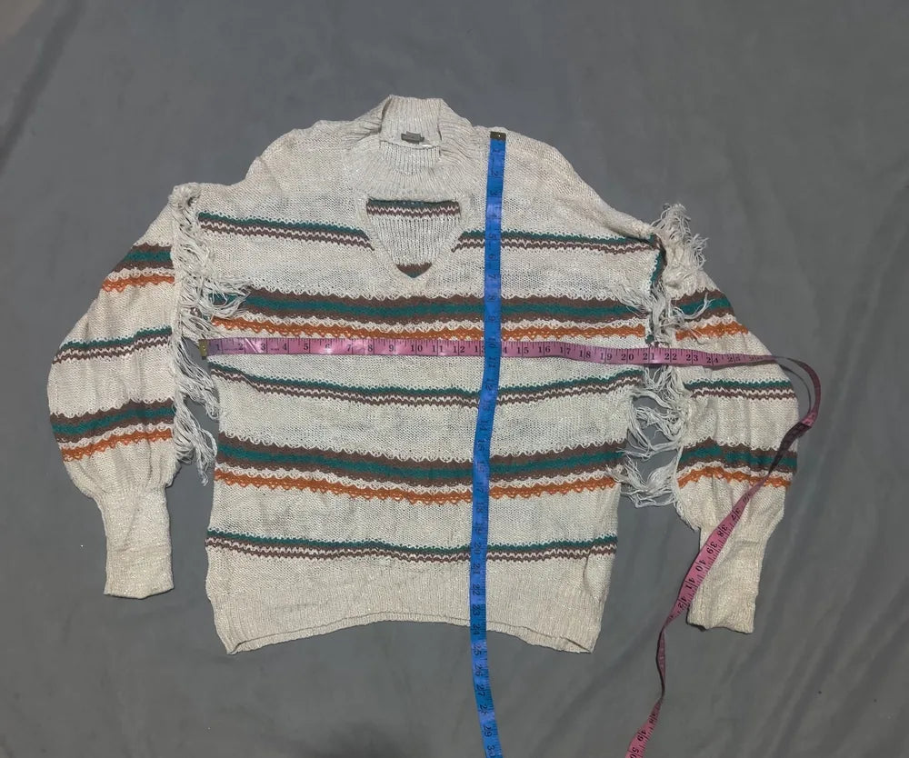 Cato Women Cream Striped Sweater L – Preloved Labels (view 4)