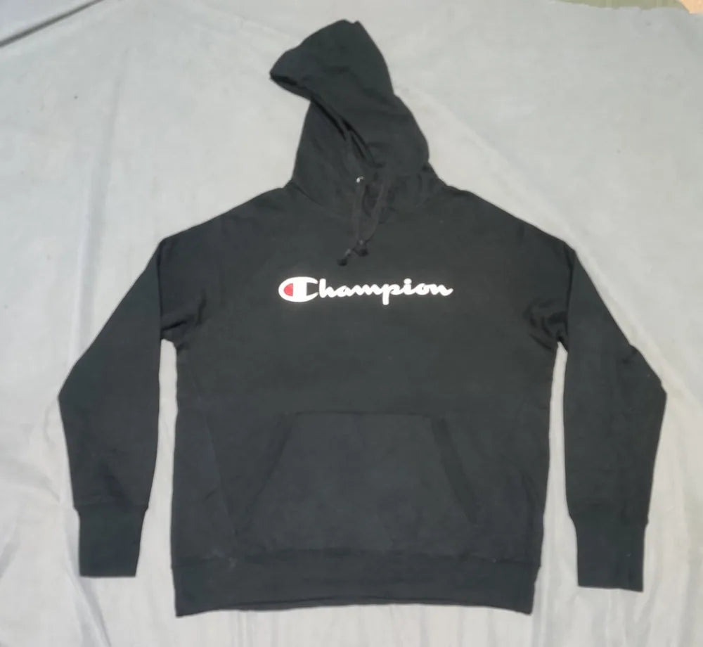 Champion Women Cotton Fleece Black Hoodie L – Preloved Labels (view 2)
