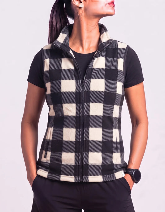 Chaps Women Black White Checkered Vest Zipper M – Preloved Labels