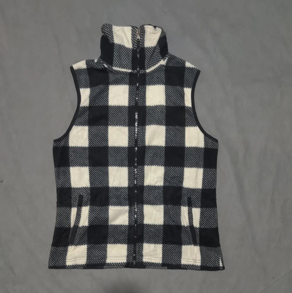 Chaps Women Black White Checkered Vest Zipper M – Preloved Labels (view 3)